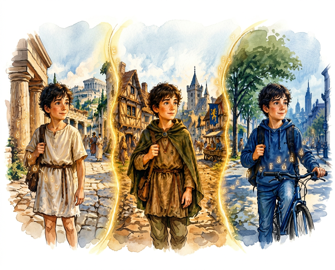 Ilustrace z kapitoly Jeden den. Tři doby.